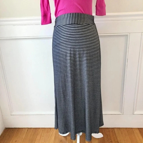 Smart Set Black & Gray Striped Maxi Skirt Stretch - Picture 2 of 6